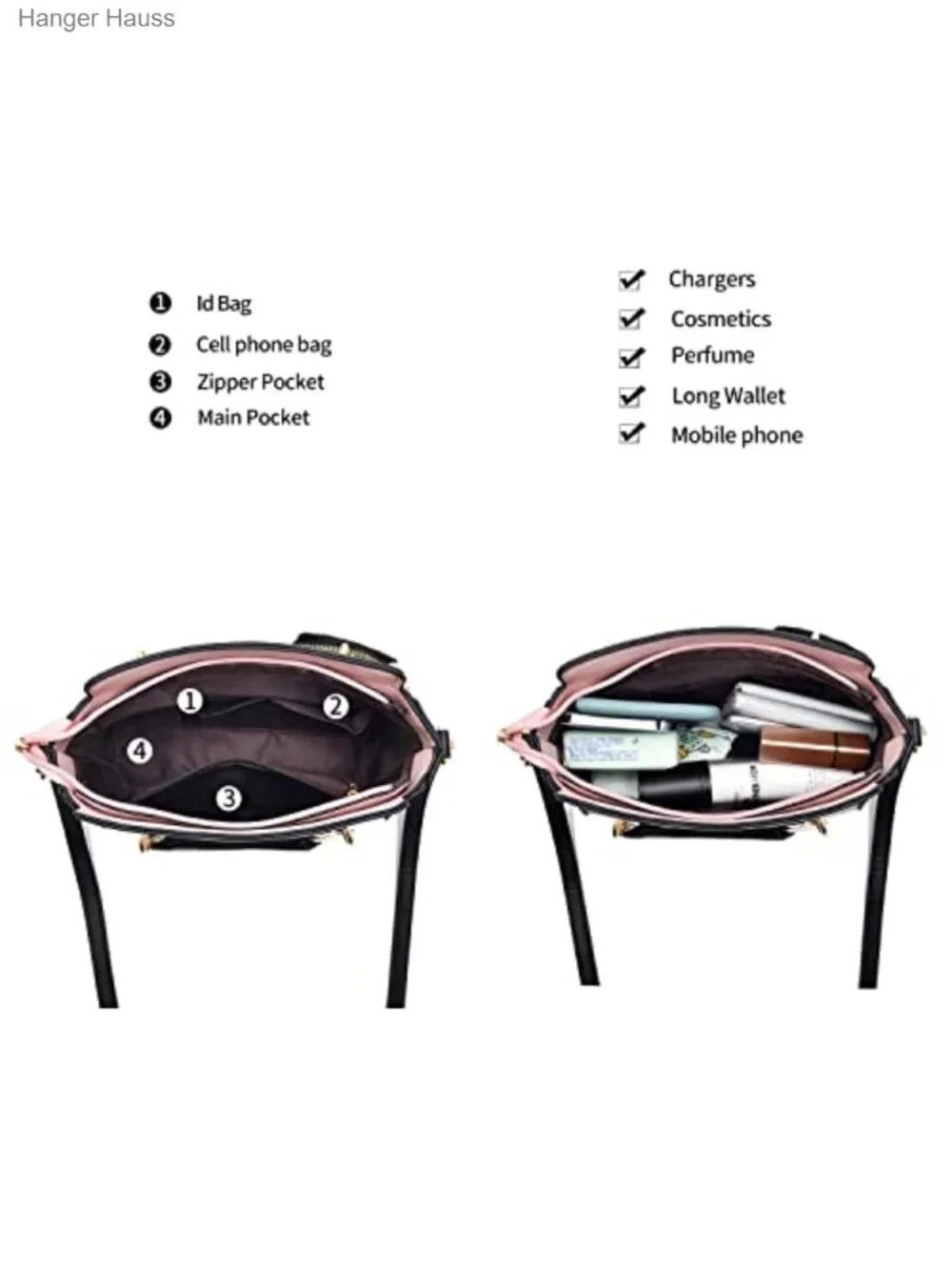 Women's Faux Leather Satchel Crossbody Bag with Kitten Pendant